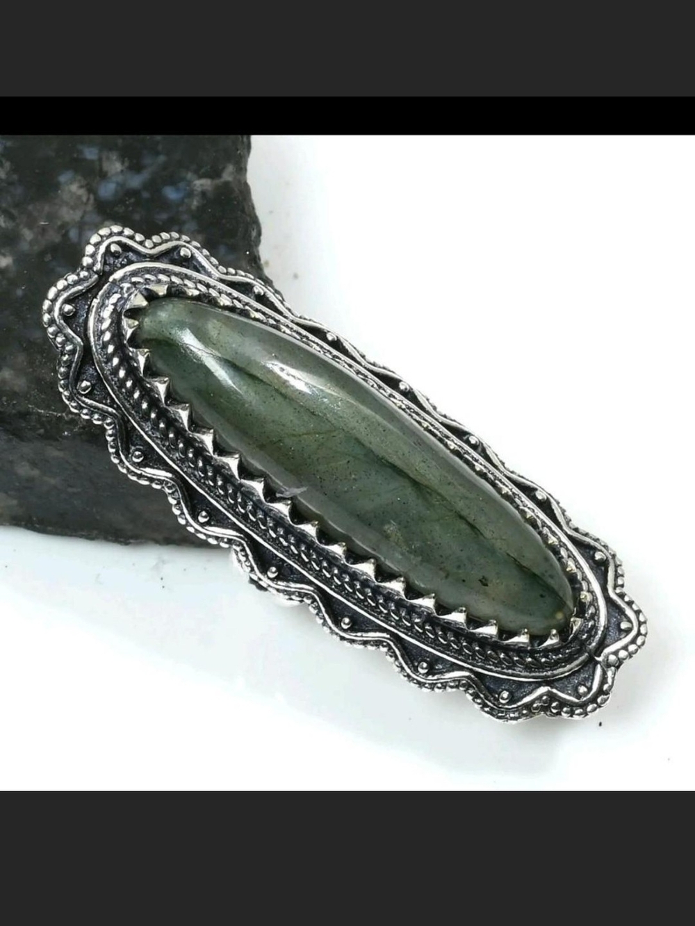 NEW!✨️Stunning High Grade Labradorite Statement Sterling Silver Ring-FLASHY!✨️